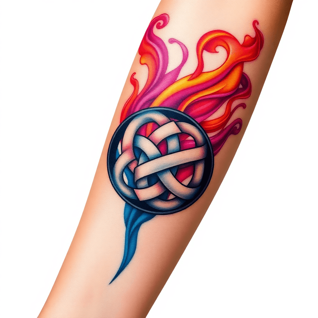 Forearm Tattoo Of Celtic Knot Made Out Of Smoke