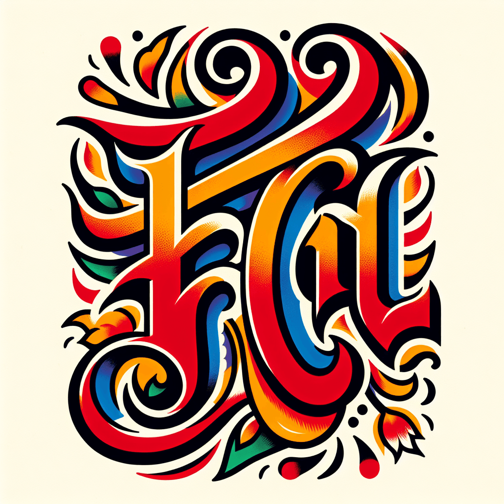 Traditional "the word kwan with the letter k being huge done in calligraphy" Tattoo Design