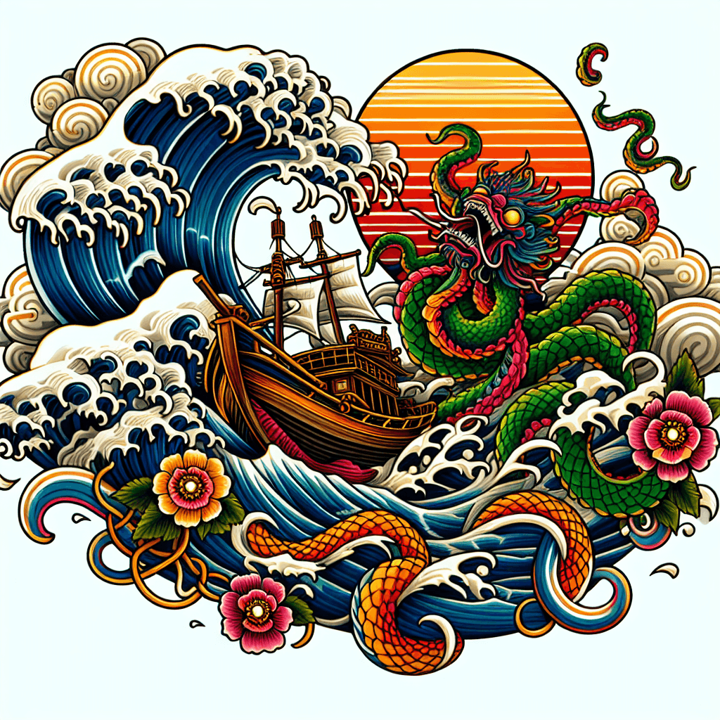 A Boat Attacked By A Kraken In The Water