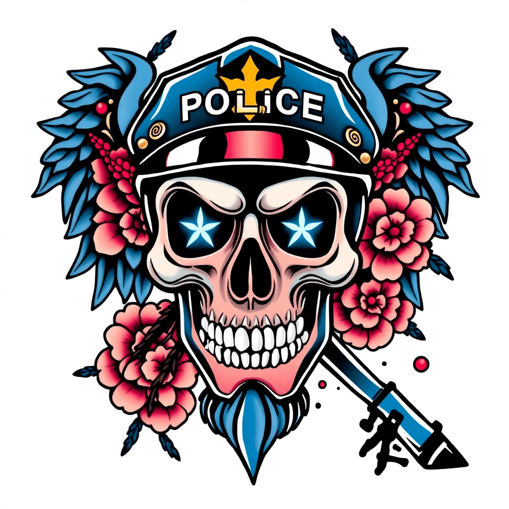 Police Department Skull Blue