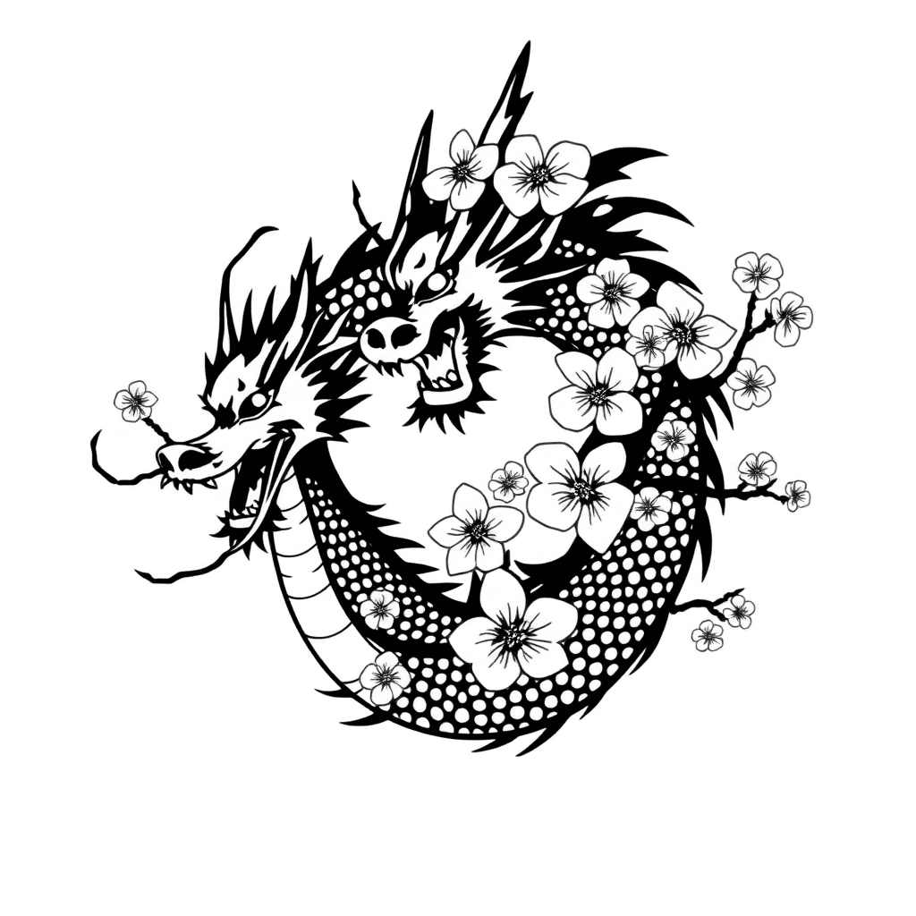 Dragon With Cherry Blossom