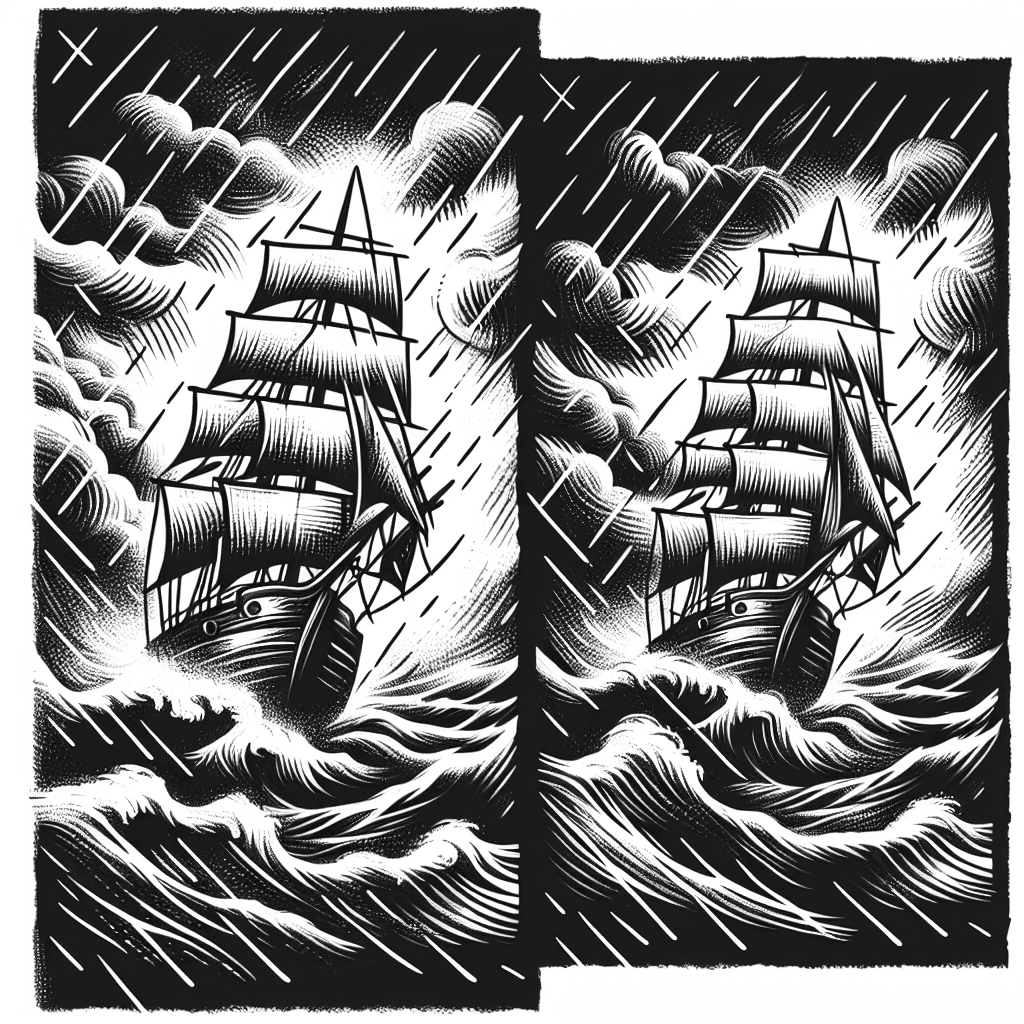 Ship Sailing Through Stormy Seas.