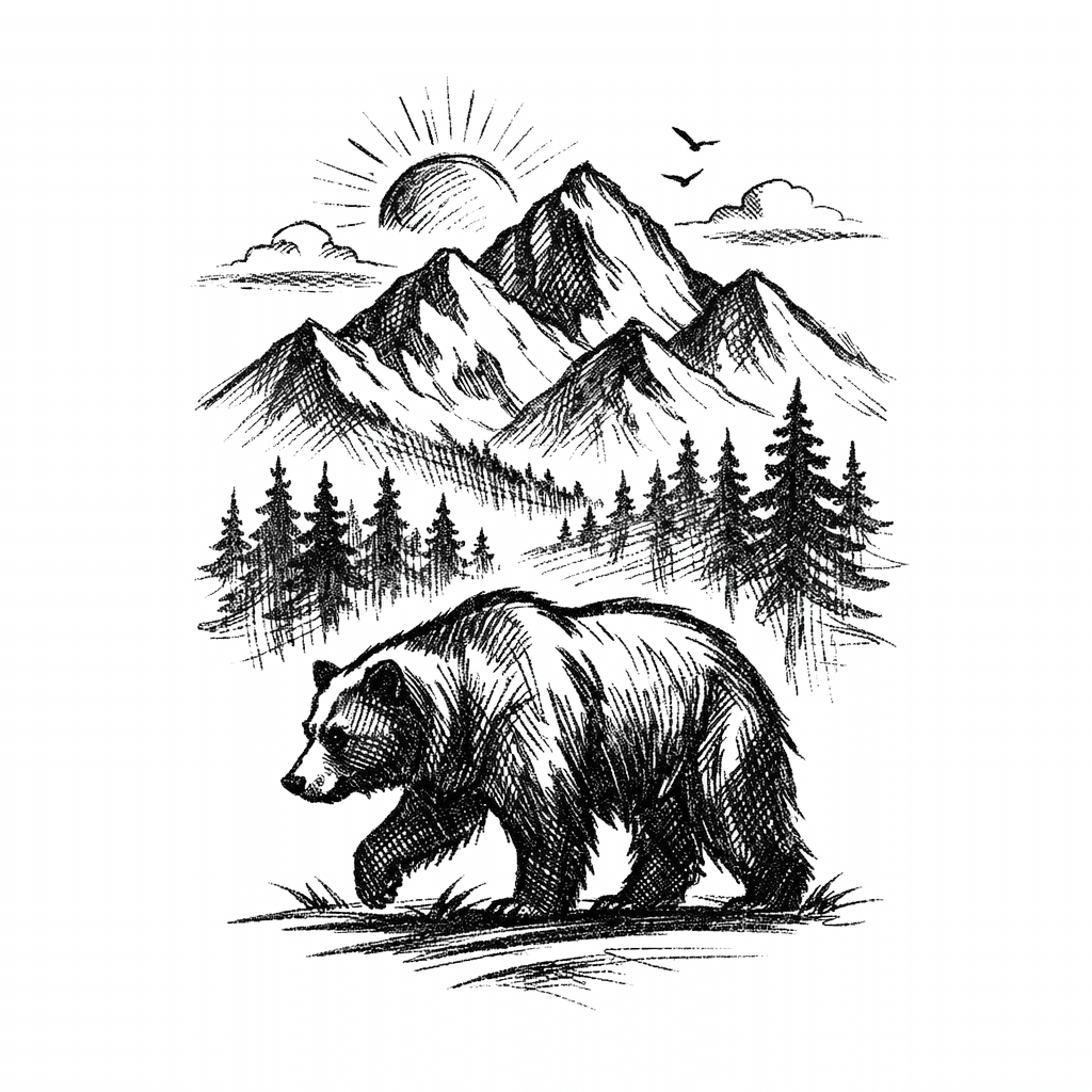 Mountains With Bear