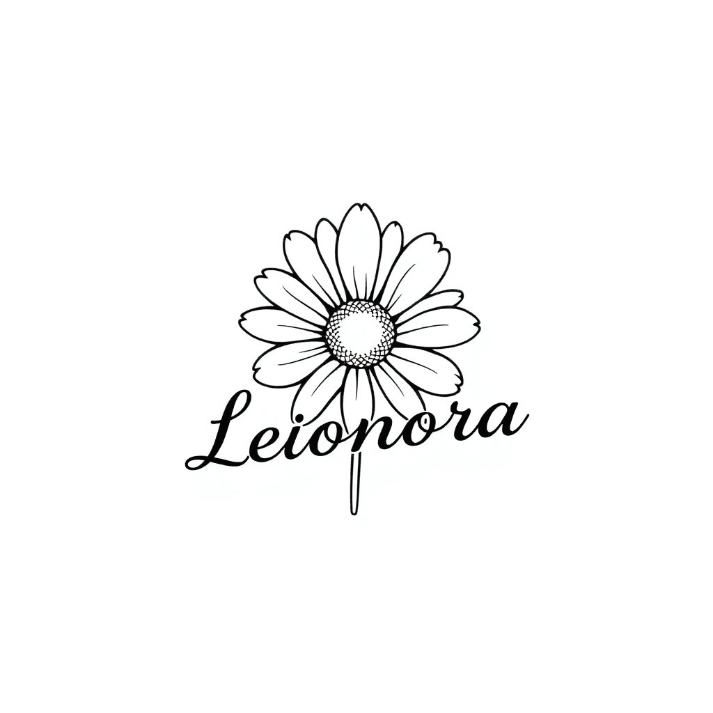 A Daisy Flower With The Name Leonora In Italic Font