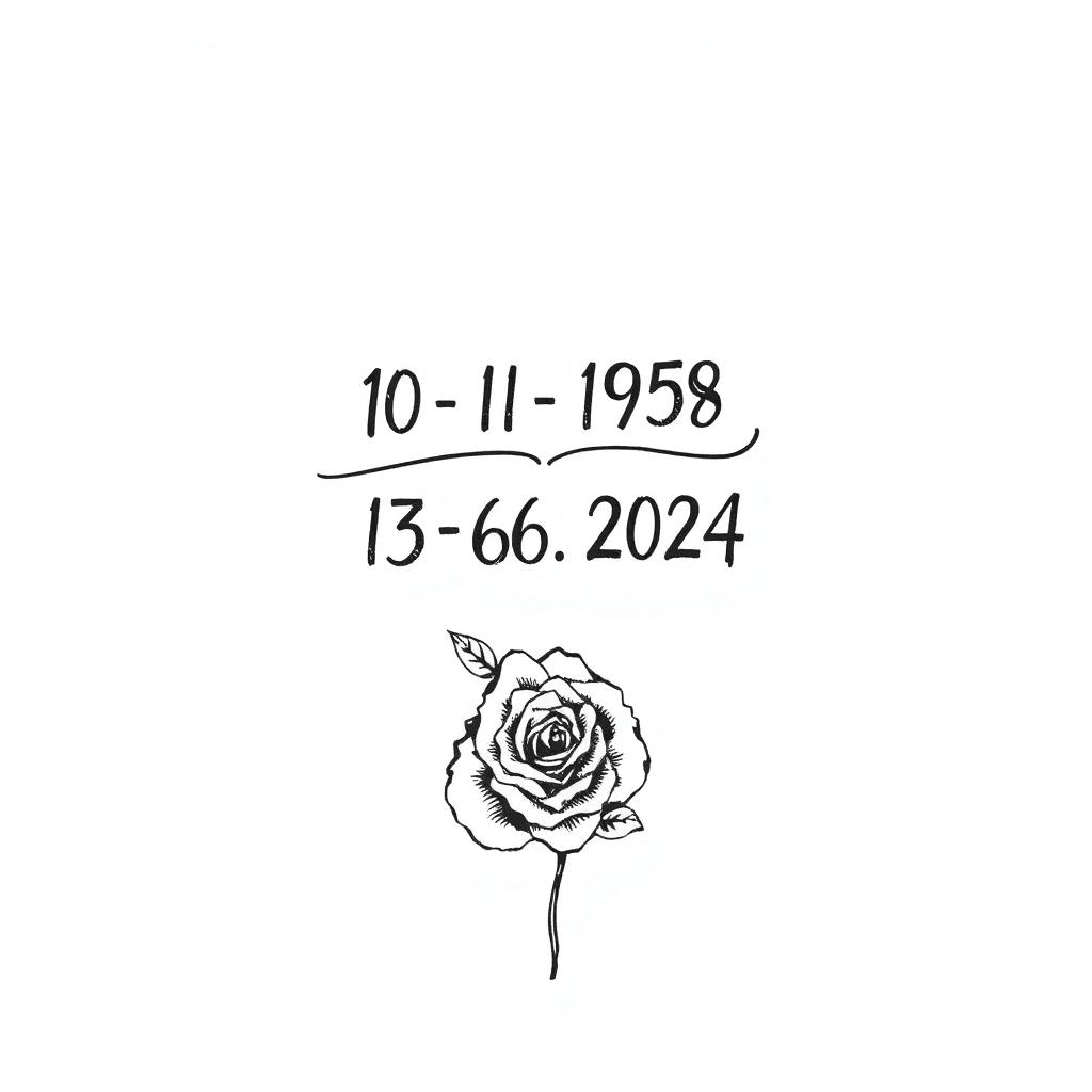 10-11-1958 To 13-06-2024 Date With Rose Underneath