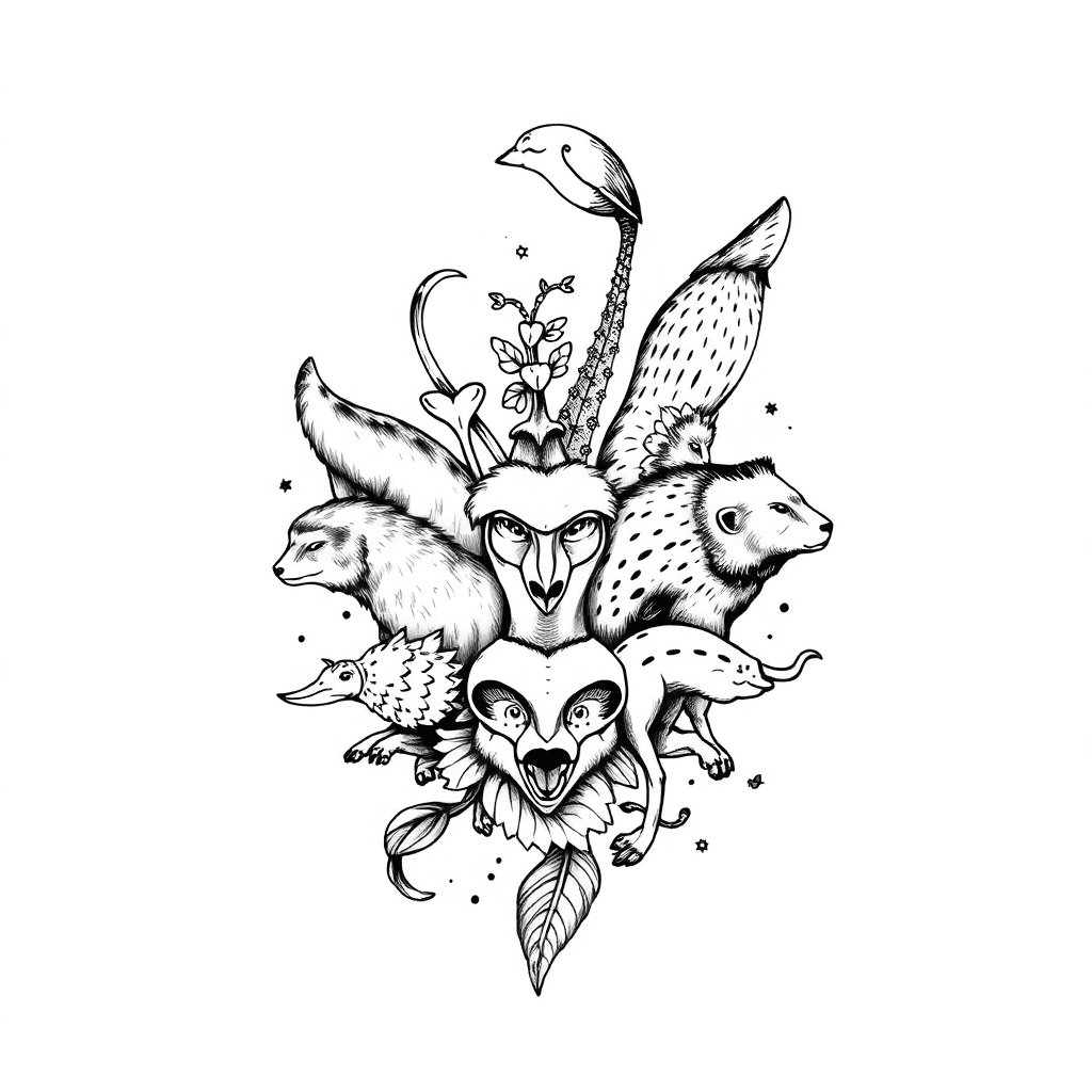 A Body Tattoo Displaying Nature In Wildlife With Different Animals And Their Uniques