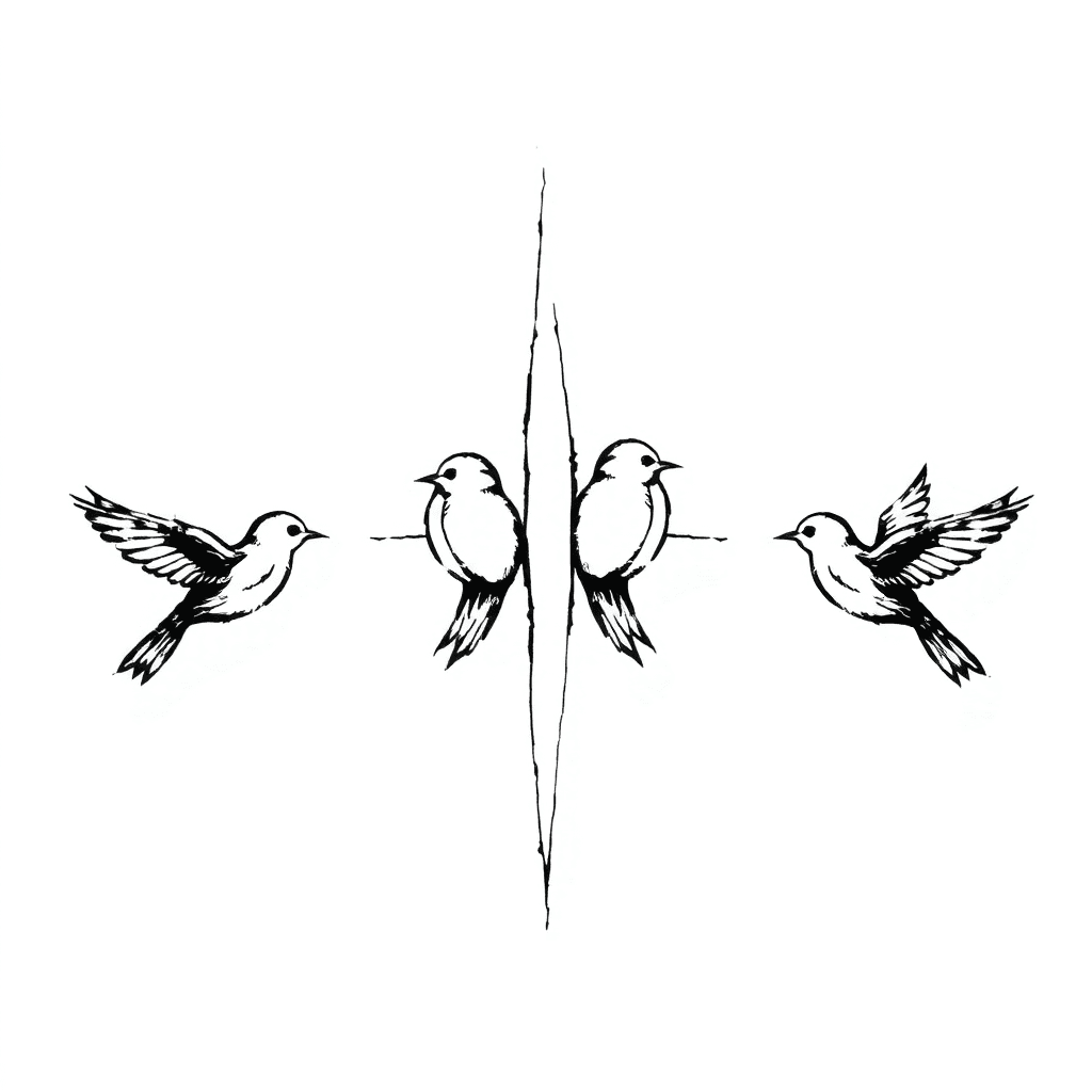4 Small Birds In Shape Of The Southern Cross