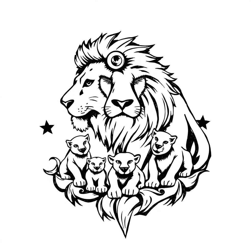 Half Arm A Lion With 3 Little Lions And The Nueva Chicago Logo