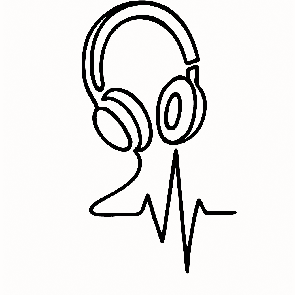 A Pair Of Headphones Where The Cord Goes Into A Heartbeat Line