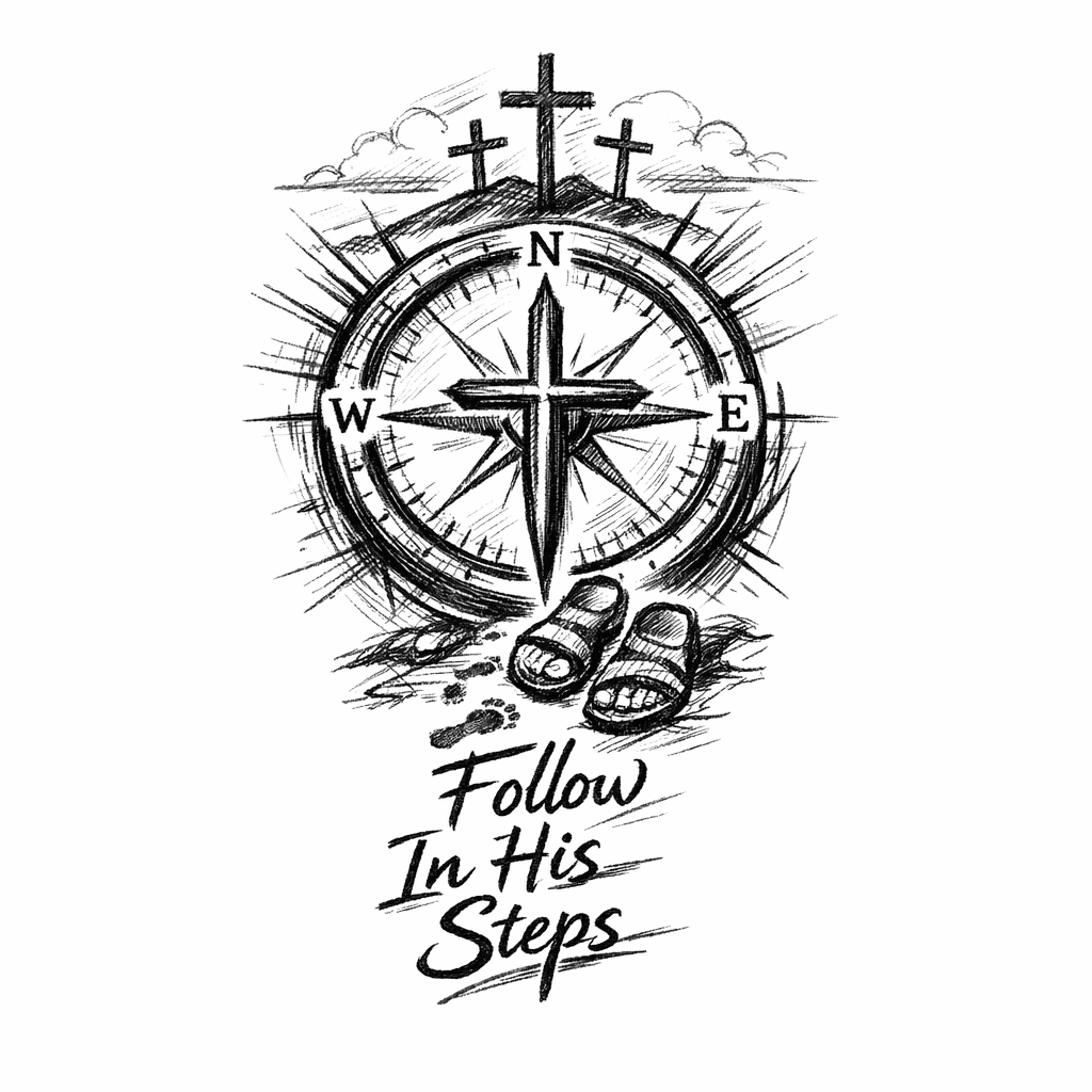 Wanting A Compass That Incorporates The Theme "follow In His Steps" The His Being Jesus.