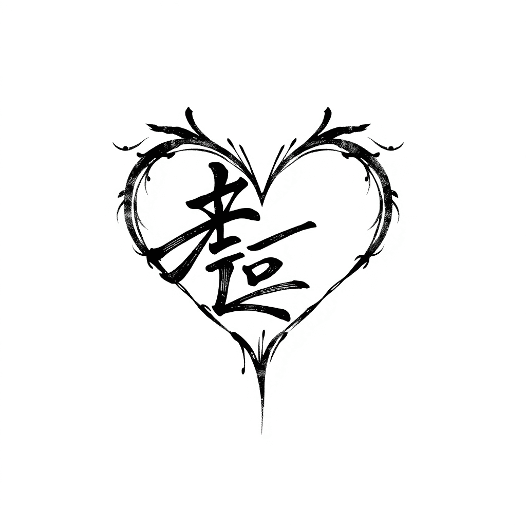 Dabin Letter Heart Shape Tattoo