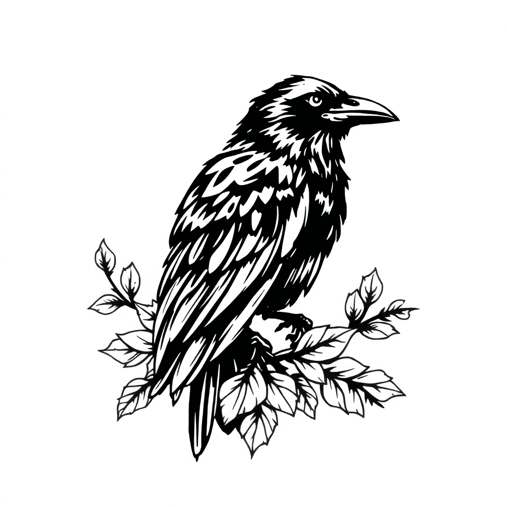 Raven With Foliage
