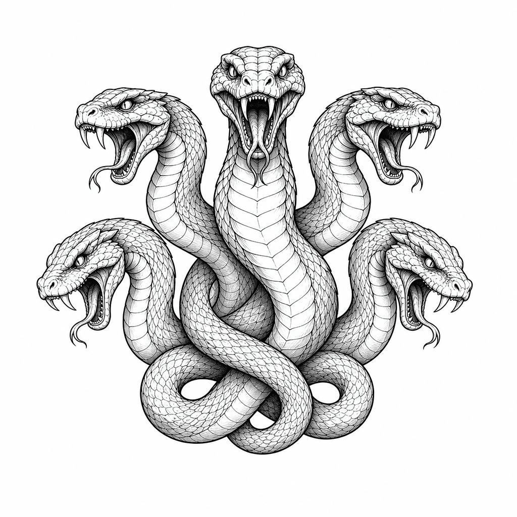 Sketch "Hydra serpent heads" Tattoo Design
