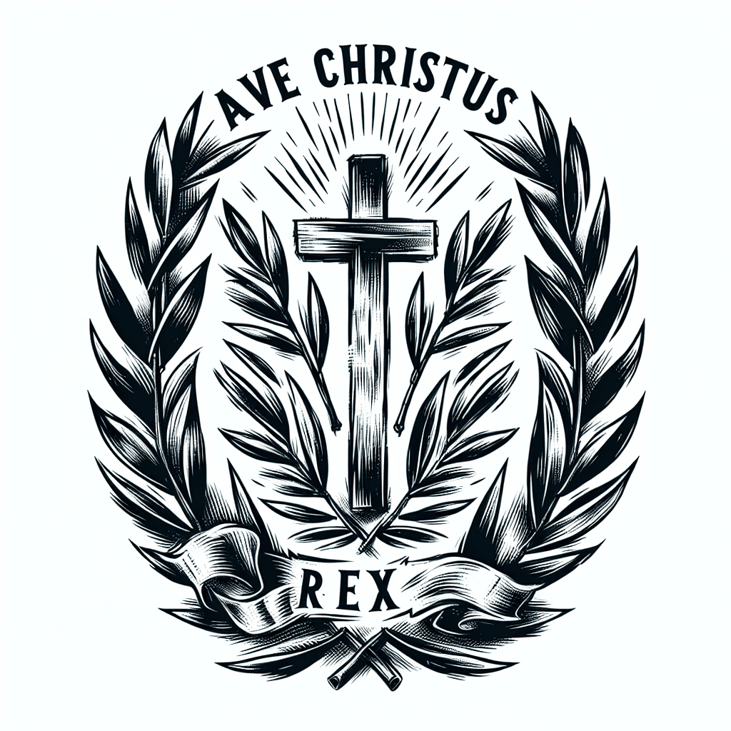 “ave Christus Rex” Surrounded By Olive Branches.