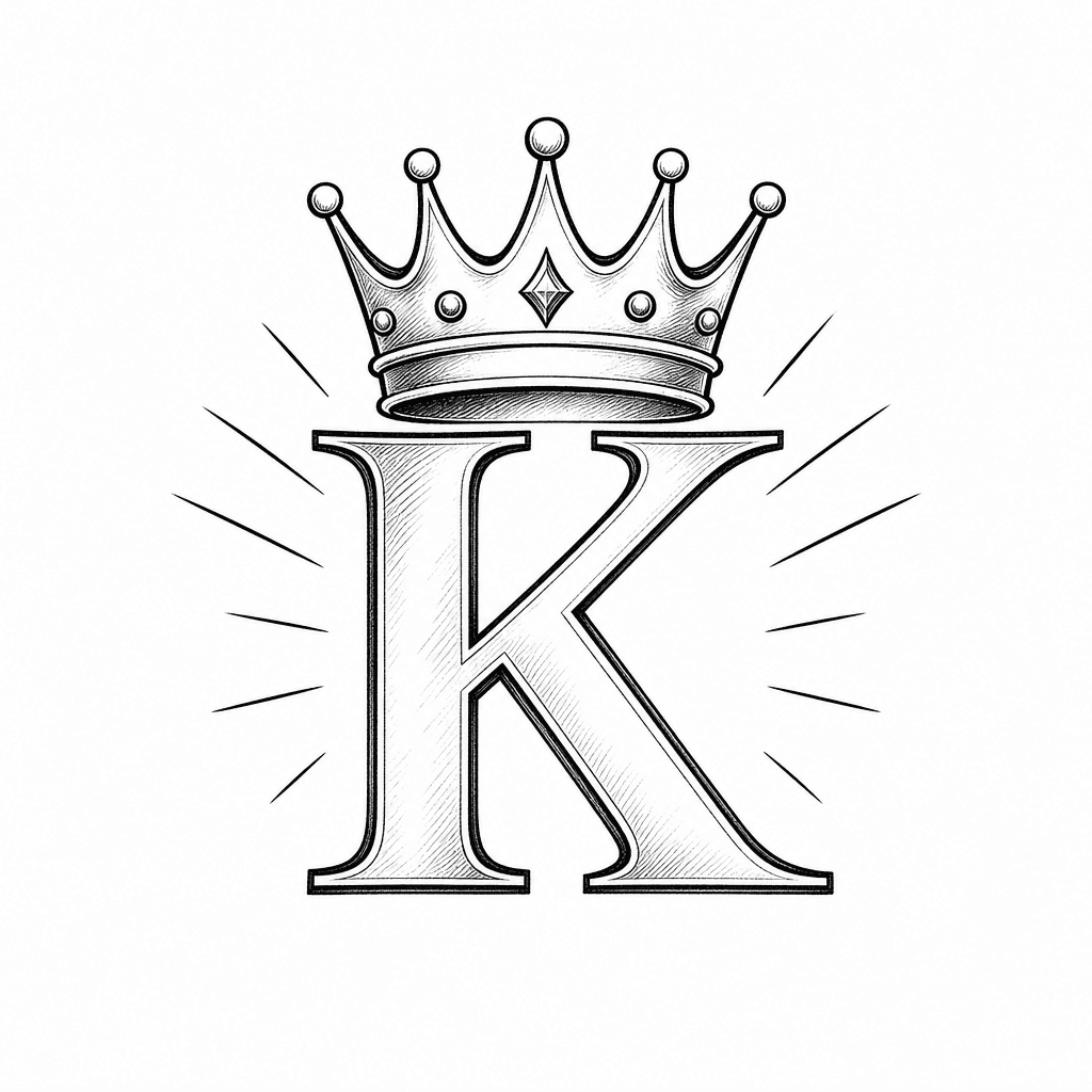 K With A Crown On Top And Lines Around It