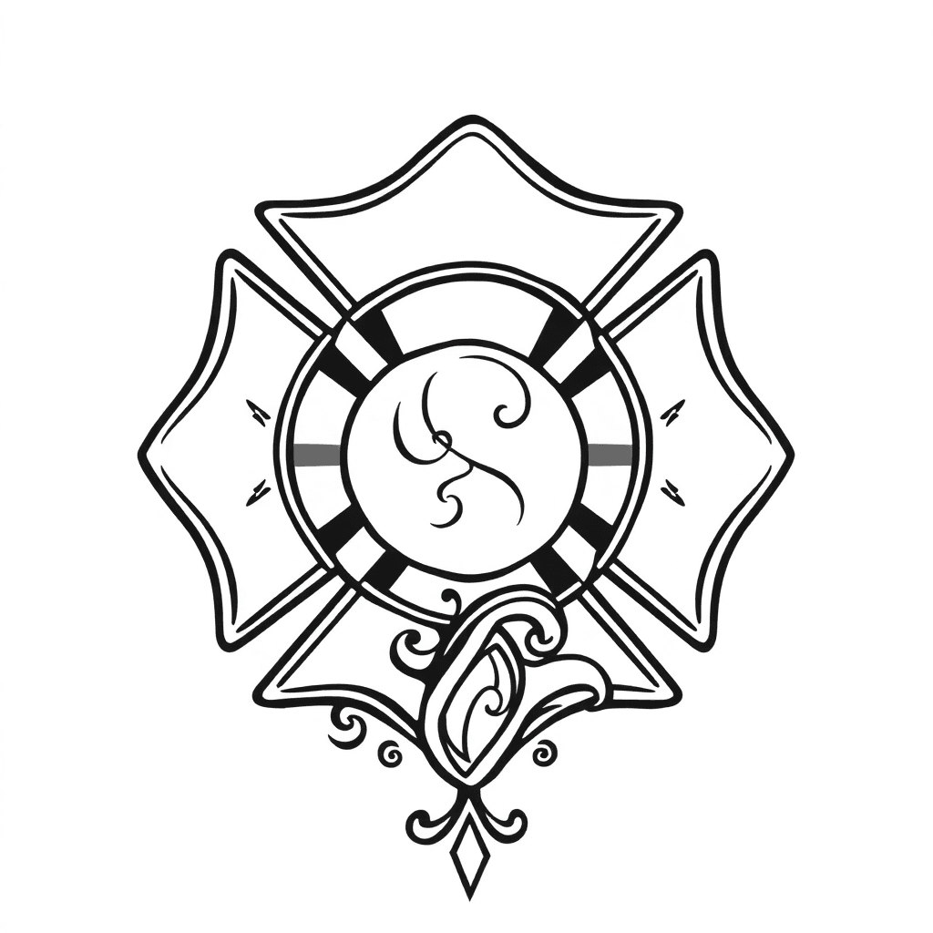 Firefighter Maltese Cross With Paisley Design