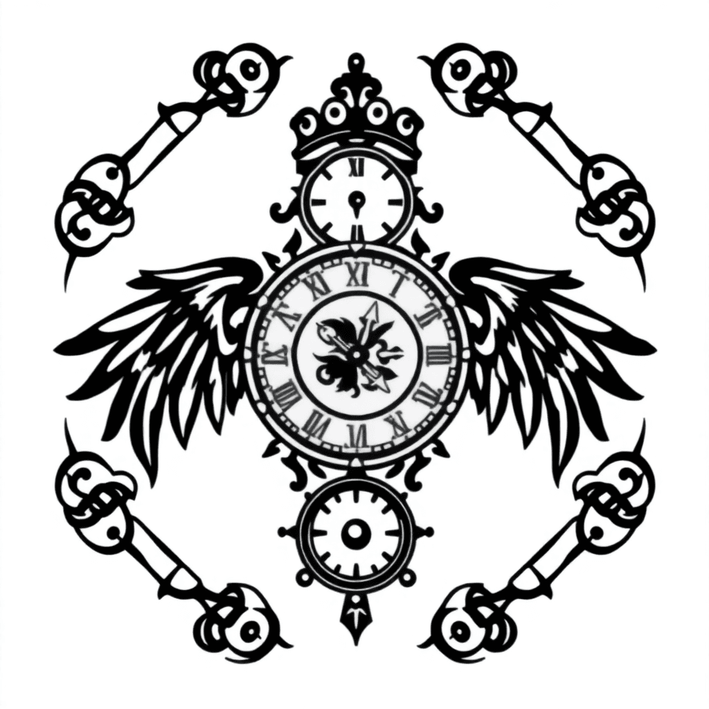 Strength, Rebels, Celtic, Lived A Life Of Many Memomories, Clock Representing My Time Is Coming To And End Soon, Leaving Wife Ruby But Will Be Waiting At The Gates Of Heaven For Her When Her Time Come