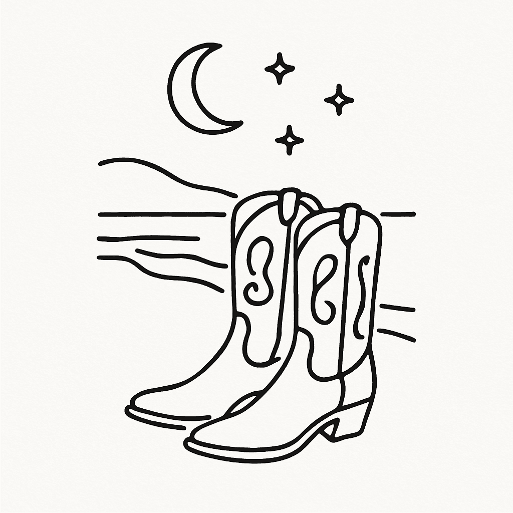 Cowboy Boots On A Beach Under A Night Sky For A Lady