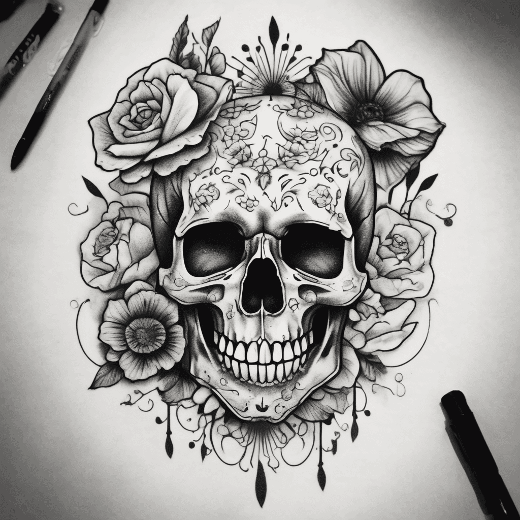 Skull With Flowers
