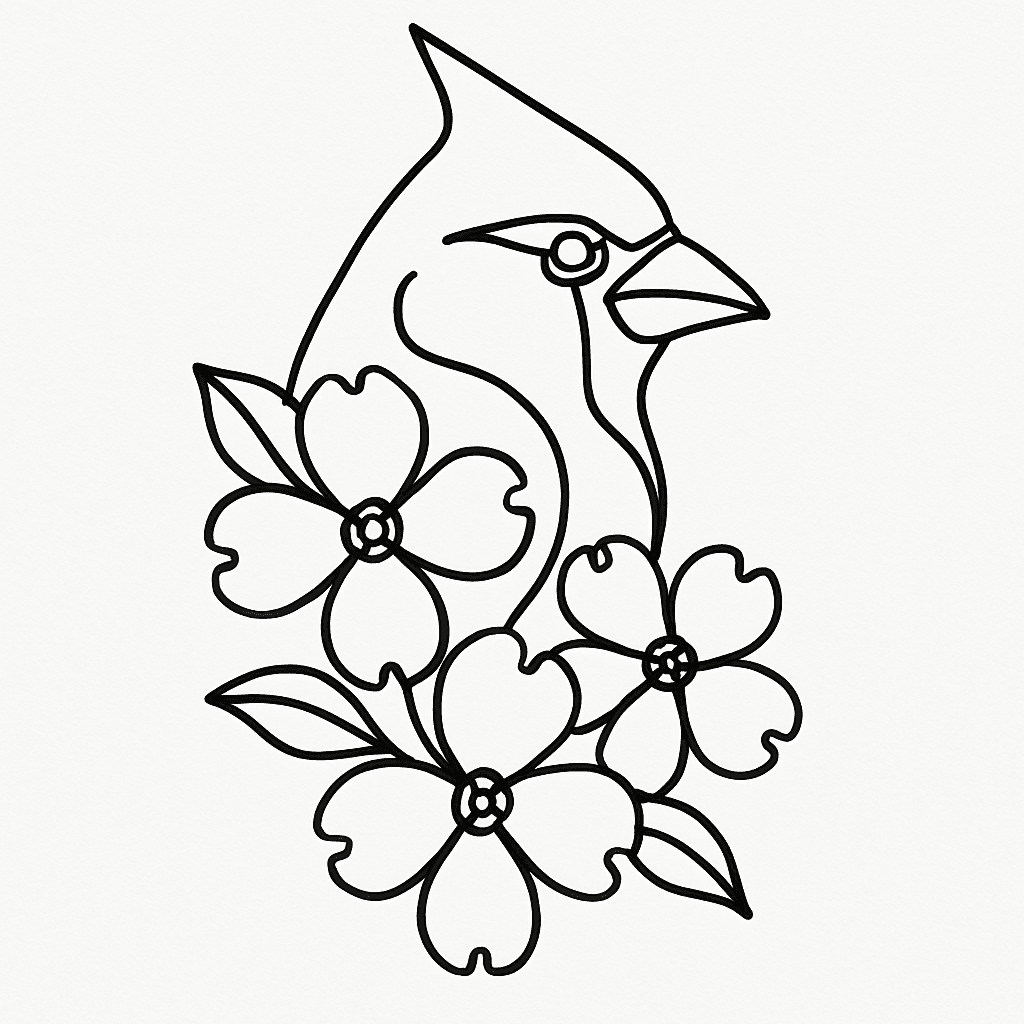 Cardinal Head With Dogwood