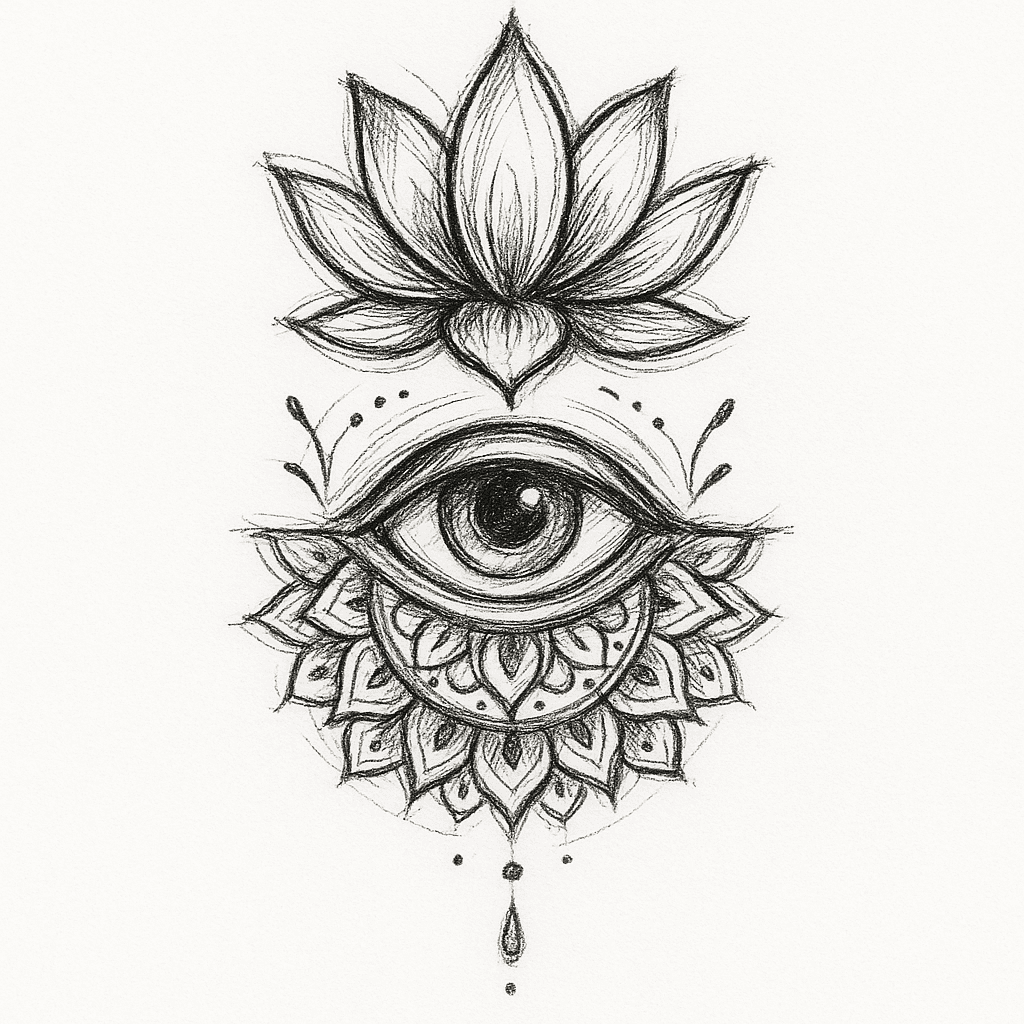 Incorporate A Lotus Flower, 3rd/ Evil Eye, A Mandala.