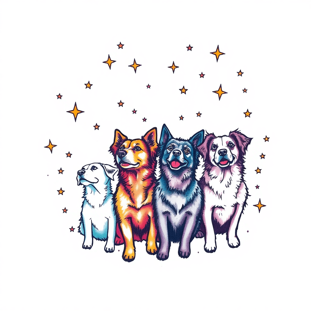 A Sky Full Of Stars With My Dogs Within The Stars
