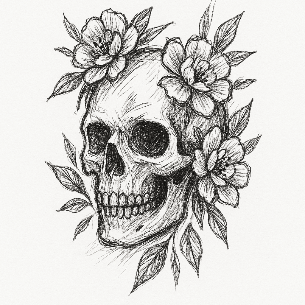 Skull With Flowers