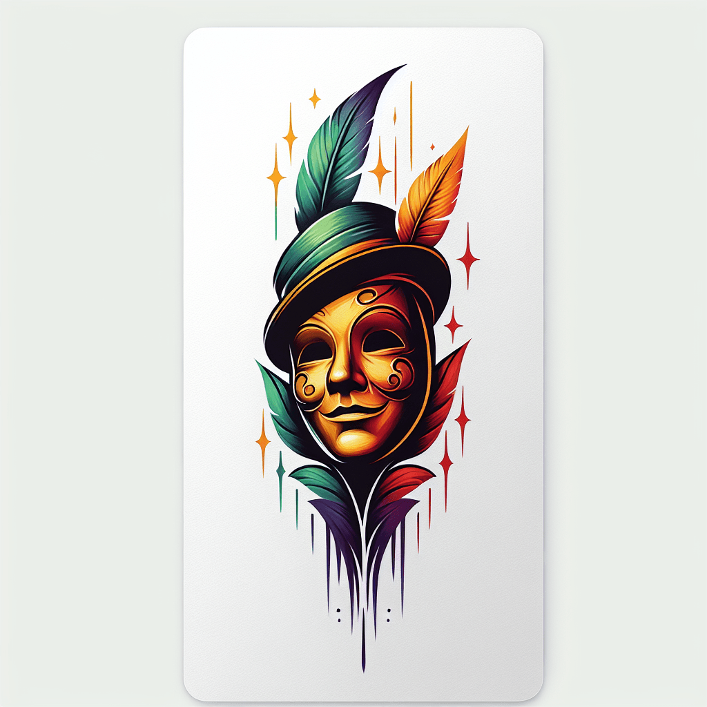 Theater Mask With Peter Pan Hat On It