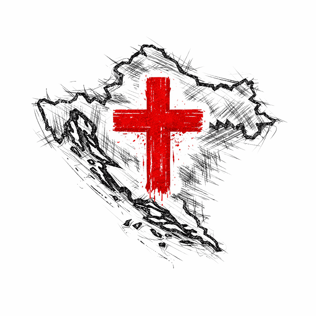 Croatia As Back Ground With Red Cross In The Middle