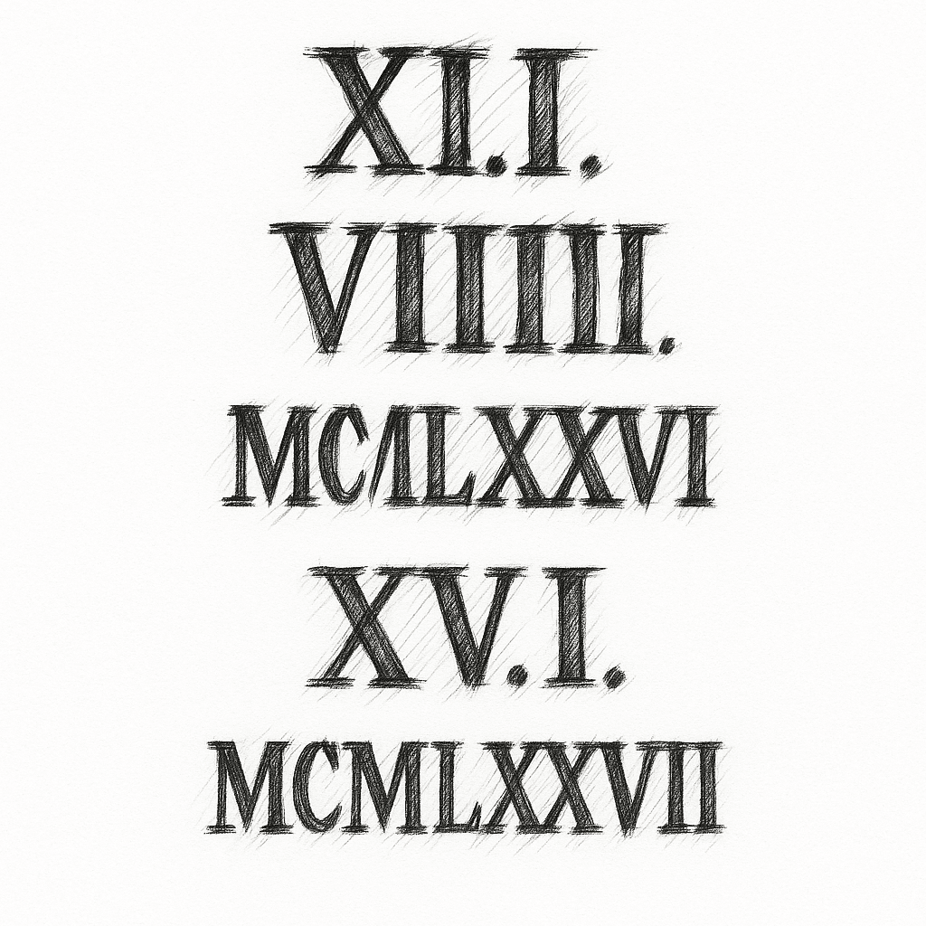 Chce Daty Urodzin Rzymskimi Zeby Były Pod Soba Po Koleji Teraz Wymienie Ci Te Daty Ze Kropkami Chce Tez Te Kropki Xii.ii.mmv    Xv.viii.mcmlxxvi   Xv.vi.mcmlxxvii