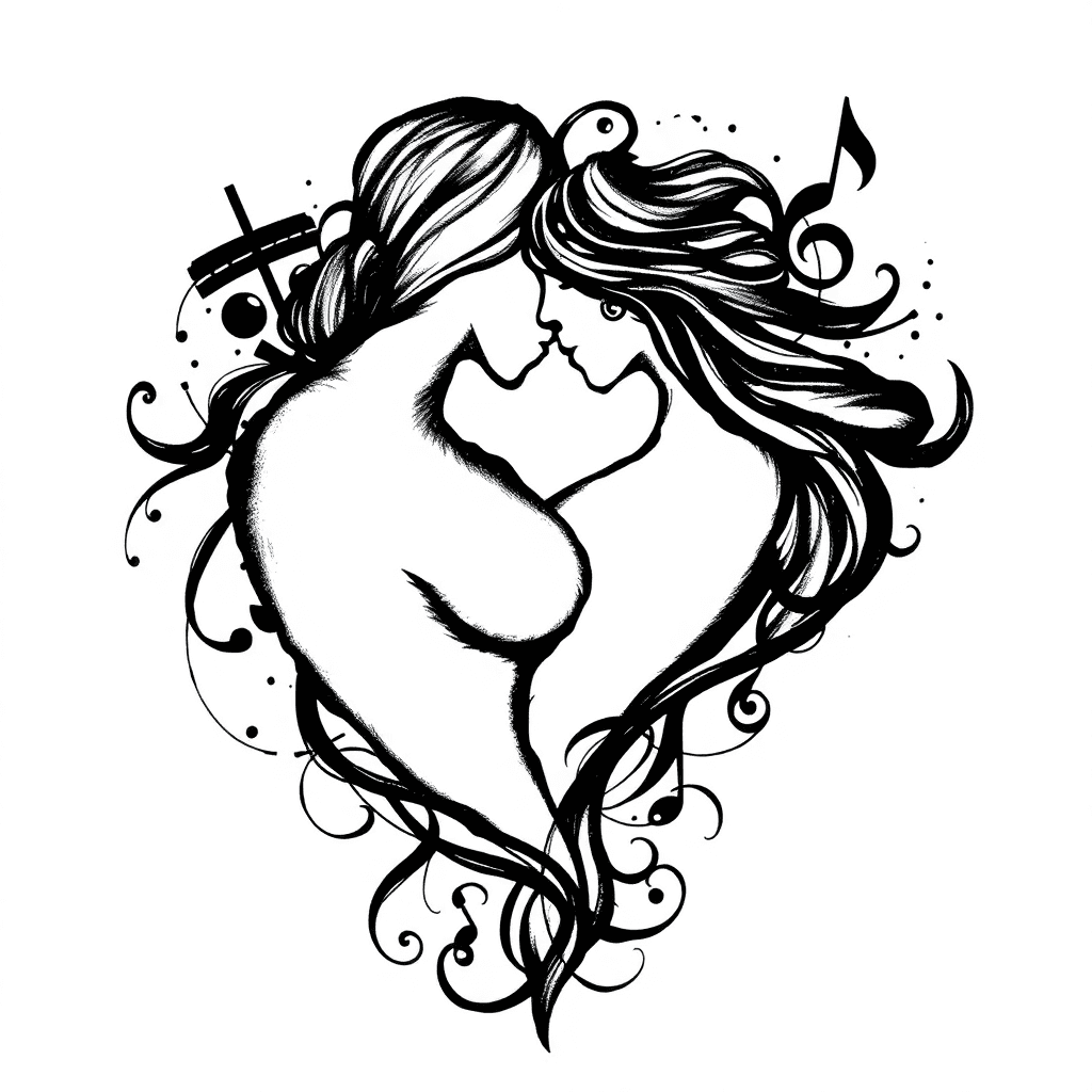 A Sensual Design Incorporating Music And Sex Symbols
