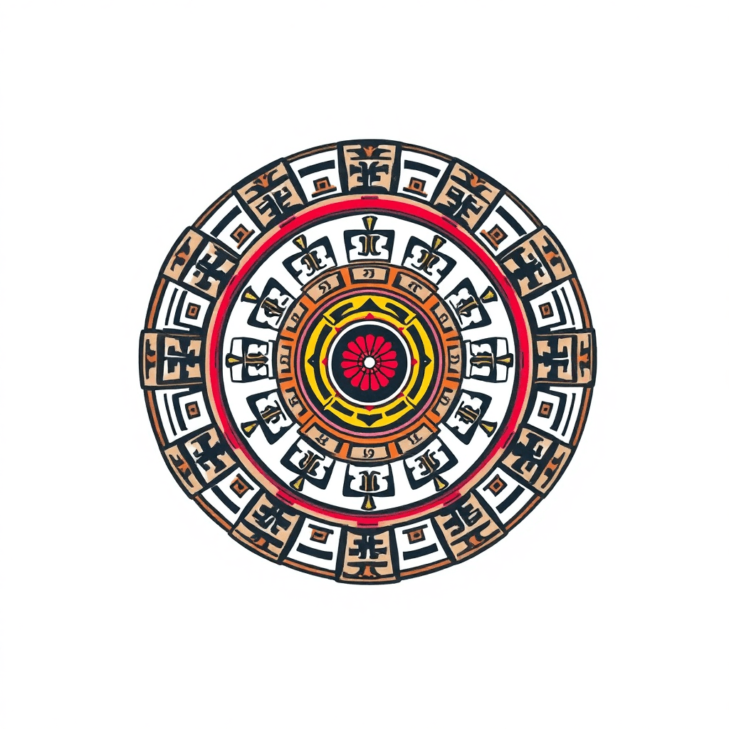 Traditional "Aztec calendar" Tattoo Design