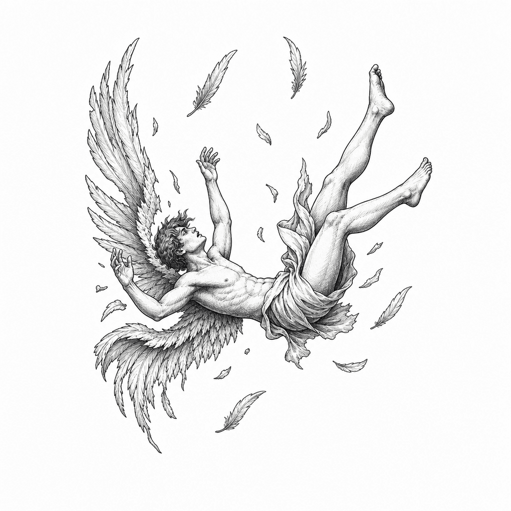 Icarus With Wings Falling
