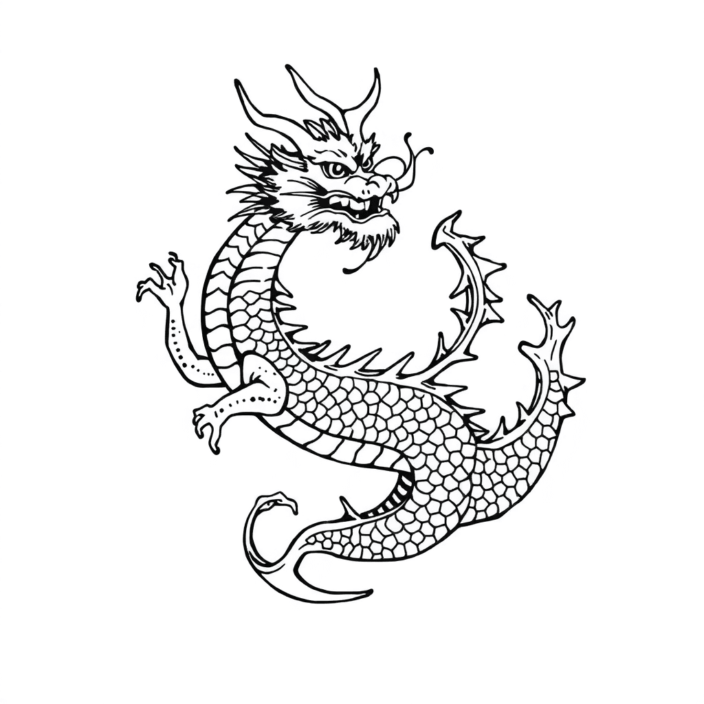 Small Chinese Dragon Lineart