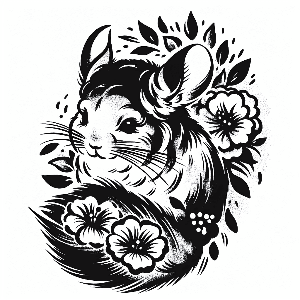 Cute Chinchilla Surrounded By Flowers