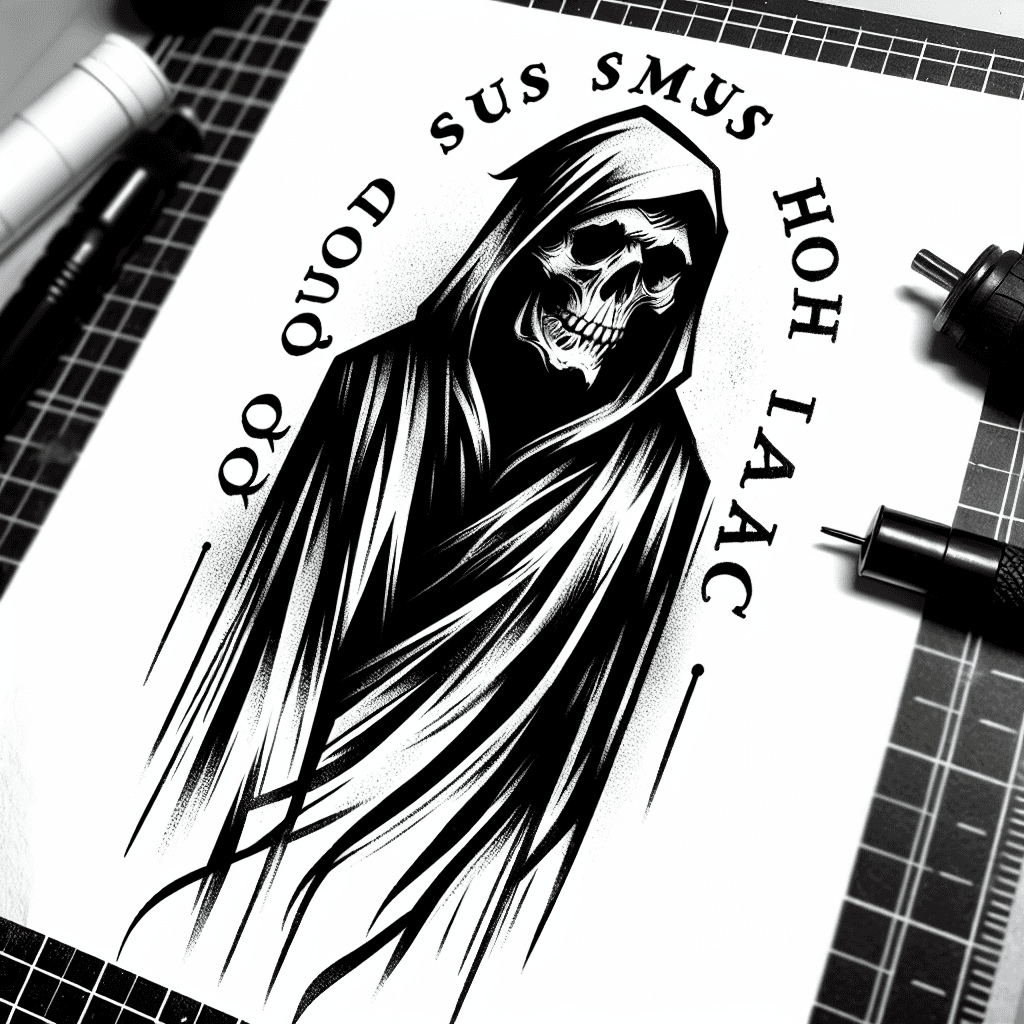 Grim Reaper With The Words "quod Sumus Hoc Writing" Written Around It
