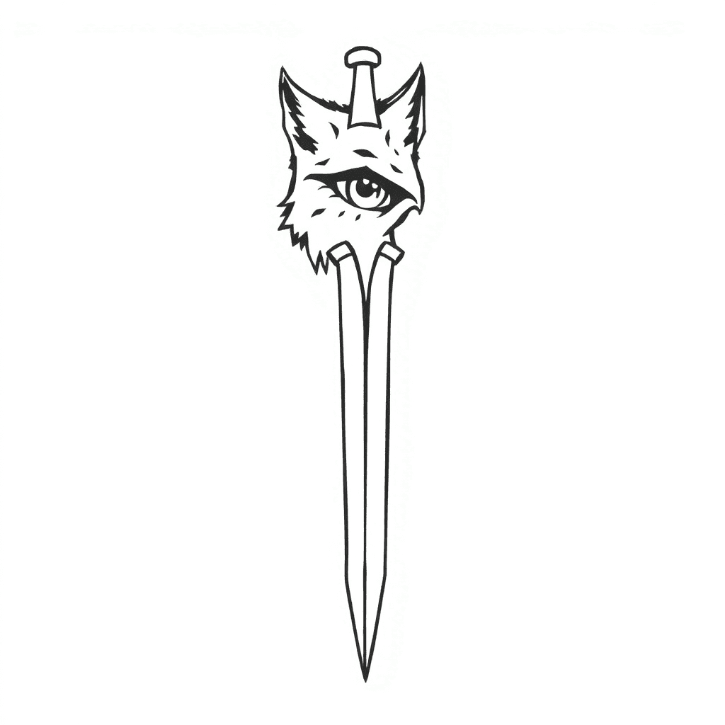 ### **1. Graphic Basis:**
- **shape**: Vertical, Slightly Curved **wolf's Fang** (like A Crystal Or A Sword).
- **eye Of The Lynx**: In The Upper Third Of The Canine Is A Stylized ** Sharp Eye** Wit