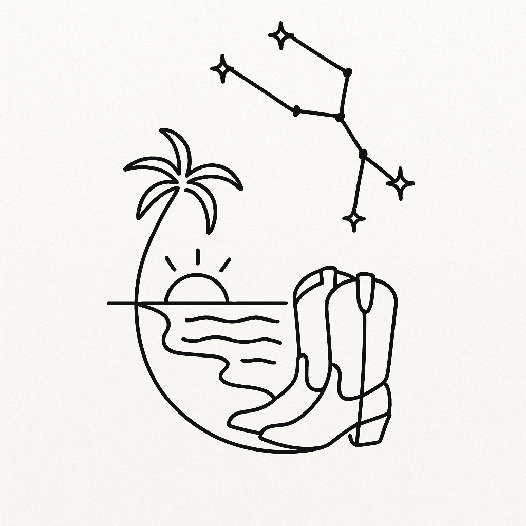 Constellation Over The Beach With Cowboy Boots For The Outside Of Wrist