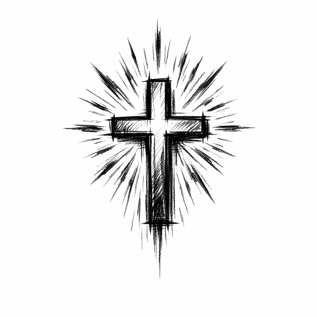 Sketch "Cross With Rays" Tattoo Design