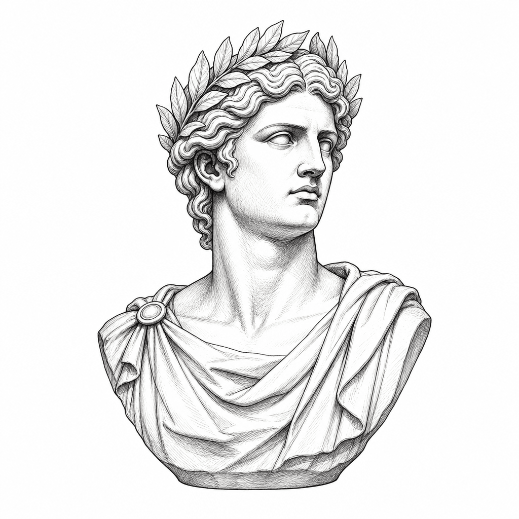 Sketch "Apollo statue bust with laurel wreath" Tattoo Design