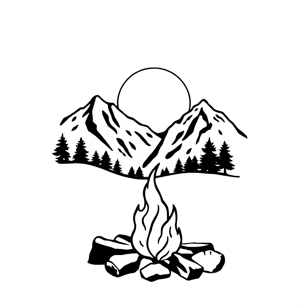 Snowy Mountains With Sun And Blanket And Fire Crackling