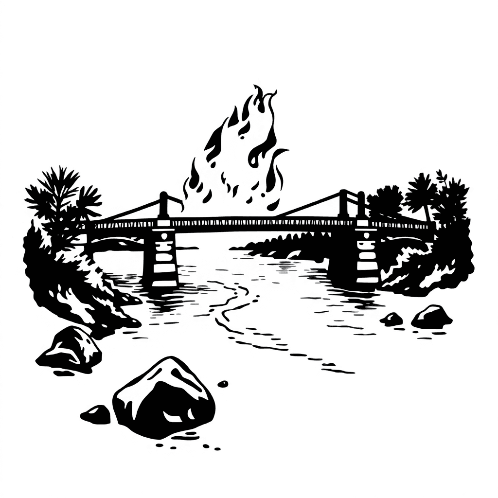 Bridge Over A River That Is On Fire