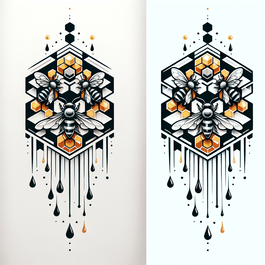 Honey Comb With Bees And Honey Dripping