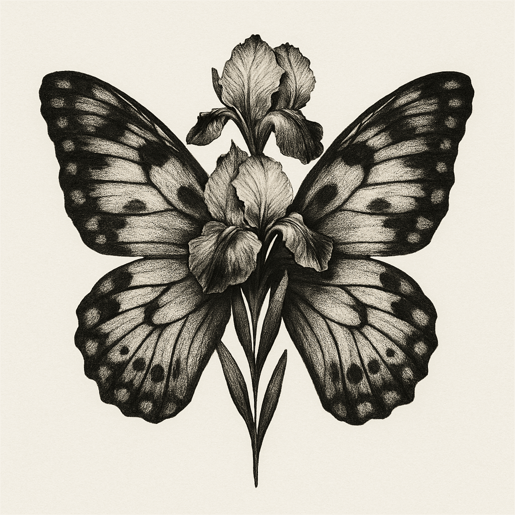 Butterfly Wings With Iris Flowers