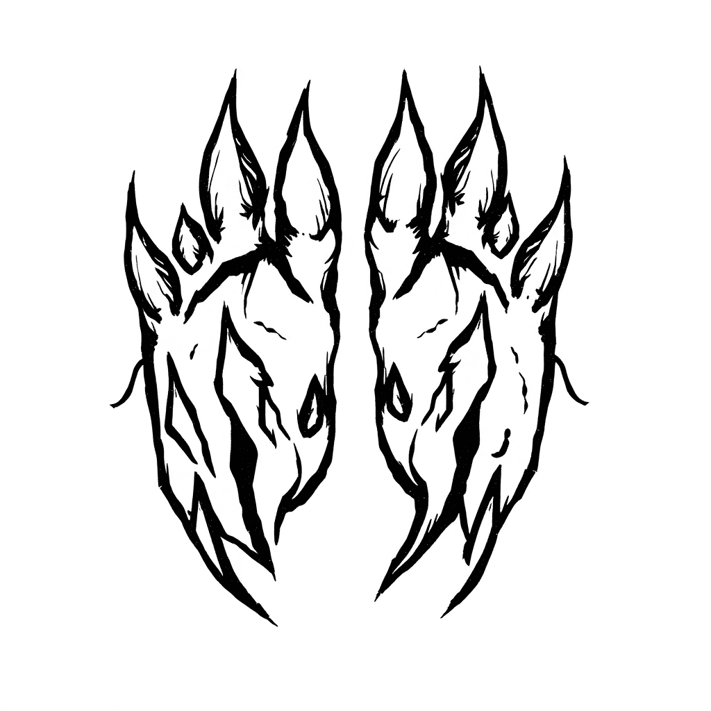 Alaska Tribal Design With Bear Paws And Wolf Paws
