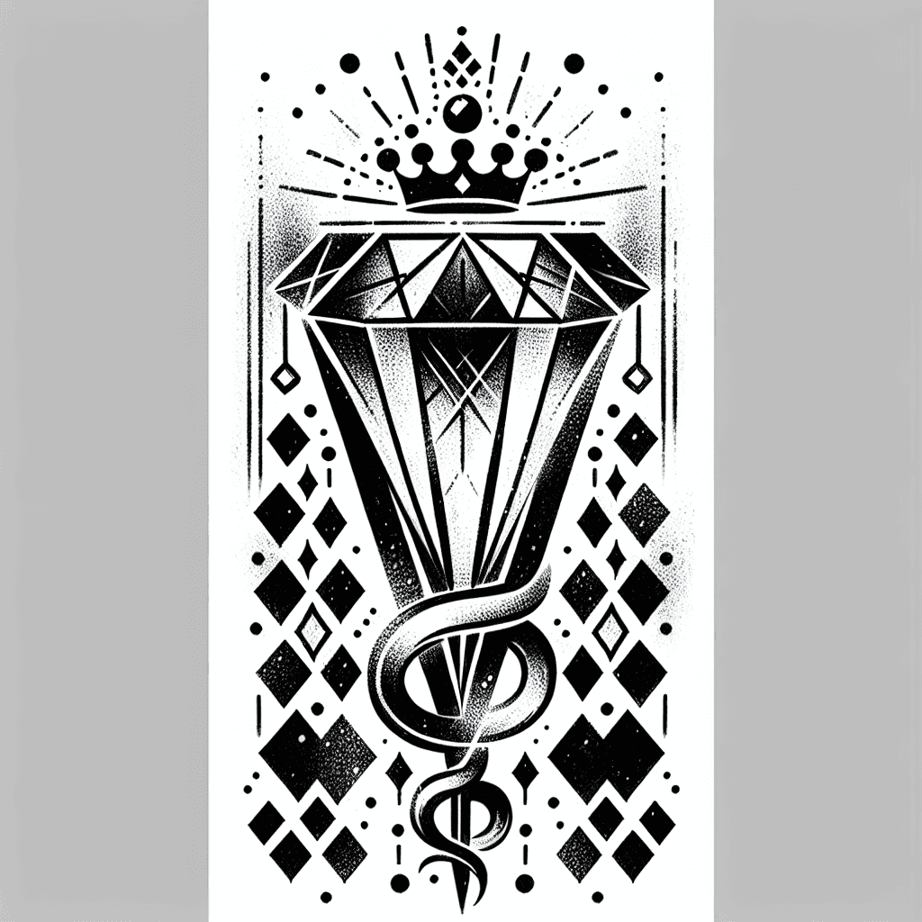 King Of Diamonds With Snake And Geometrical Background