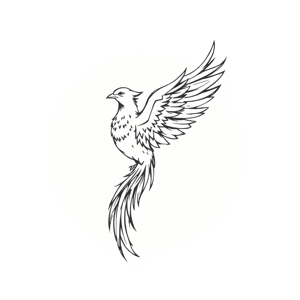 Phoenix Side View Black Ink 250cm Long