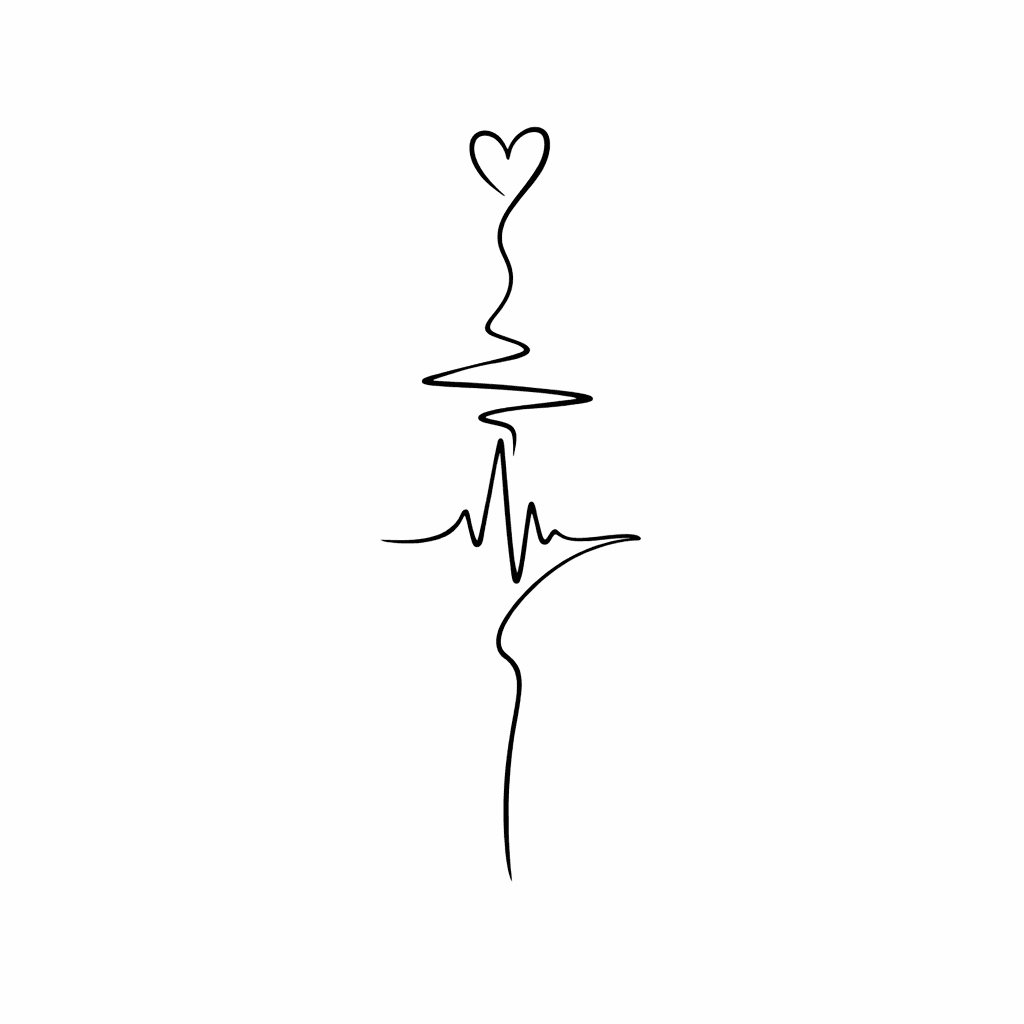 Single line "Heartbeat Line" Tattoo Design