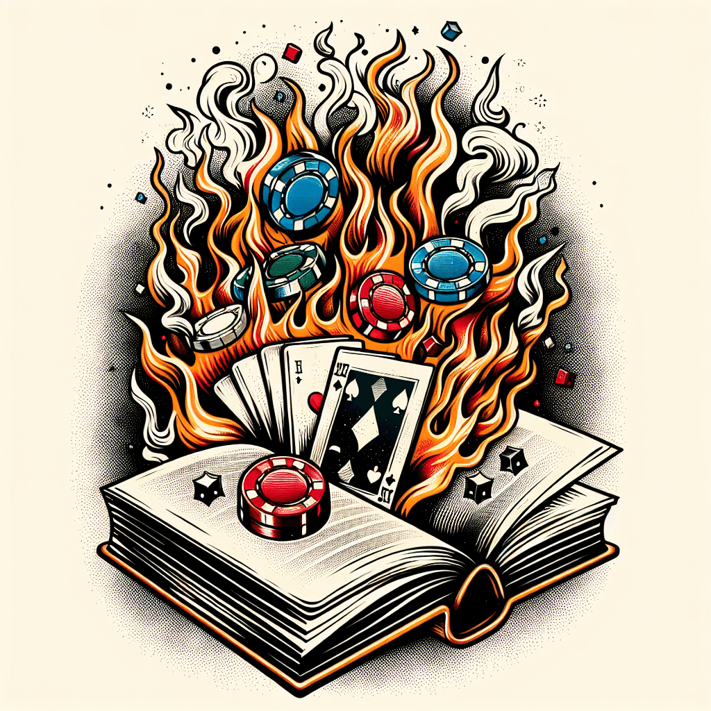An Open Book With Poker Chips And Chess Pieces Coming To Life From Its Pages With Smoke And Fire