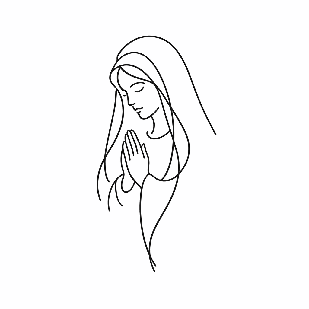Single line "The Virgin Mary" Tattoo Design